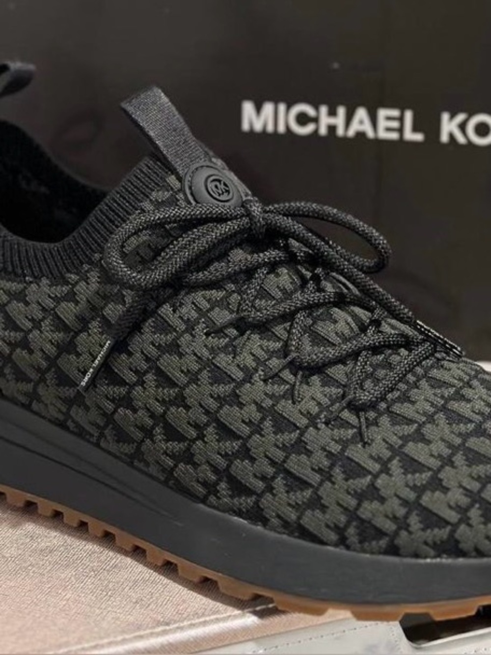 Michael Kors Black Knit Slip-On Trainer with Subtle Logo print brand new size 11